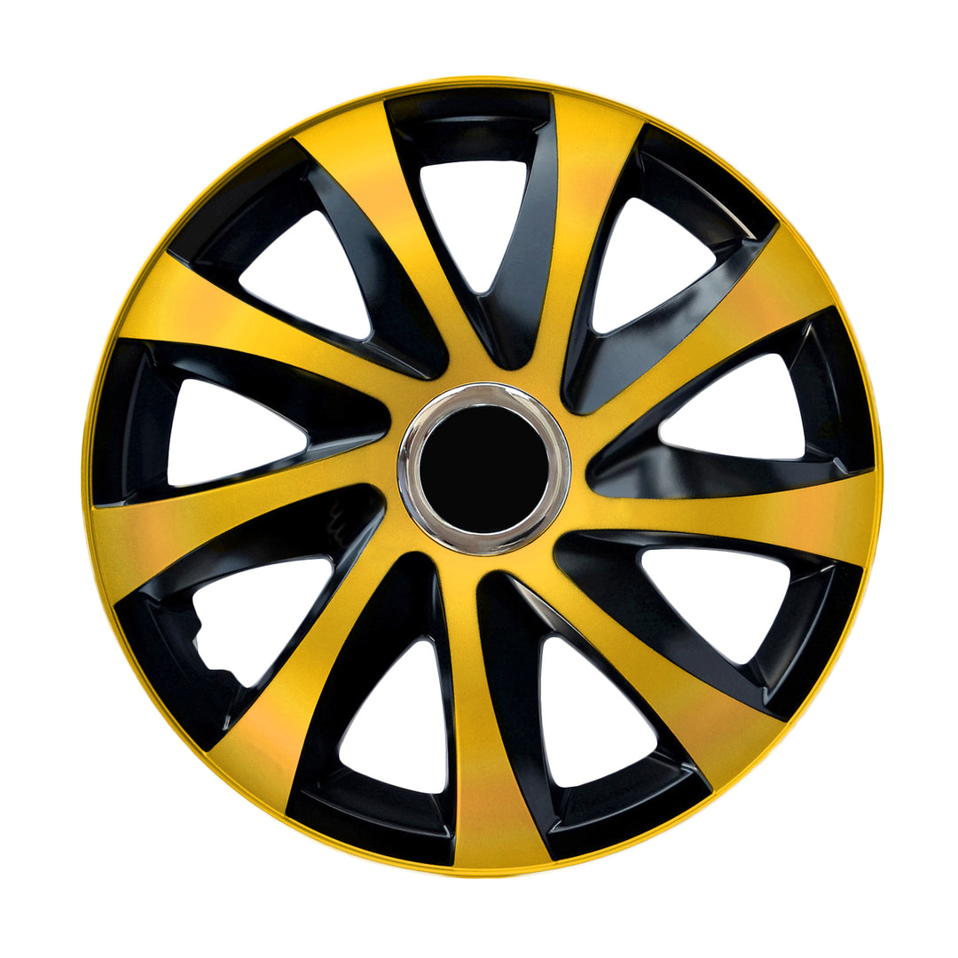 Tapacubos universales 14" NRM DRIFT Extra oro/negro 4 piezas