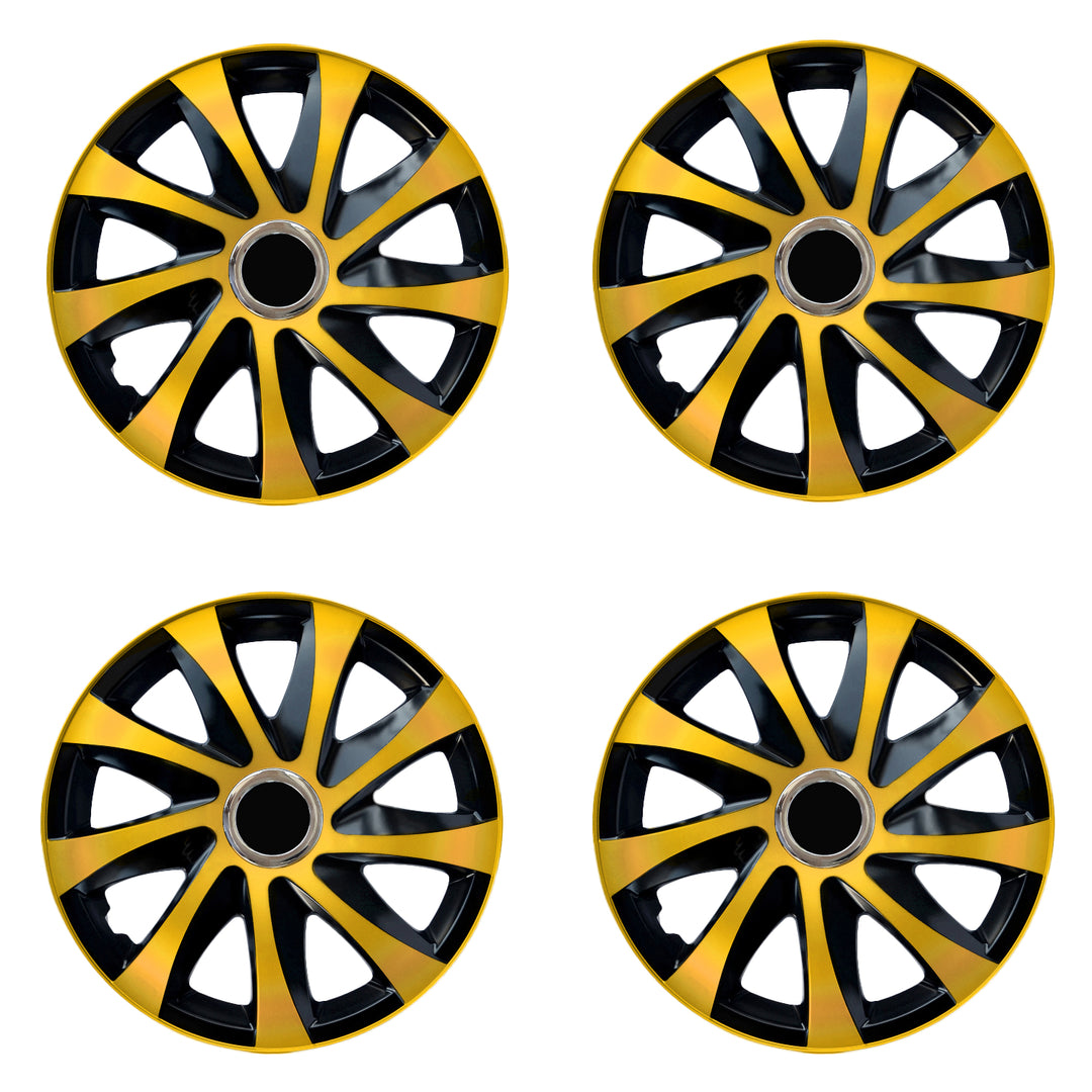 Tapacubos universales 15" NRM DRIFT Extra oro/negro 4 piezas