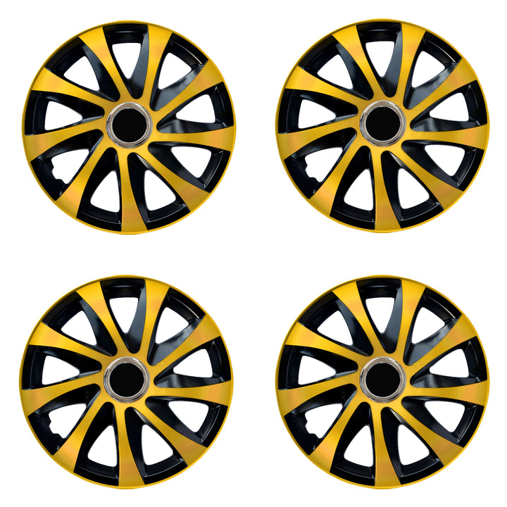 Tapacubos universales 15" NRM DRIFT Extra oro/negro 4 piezas