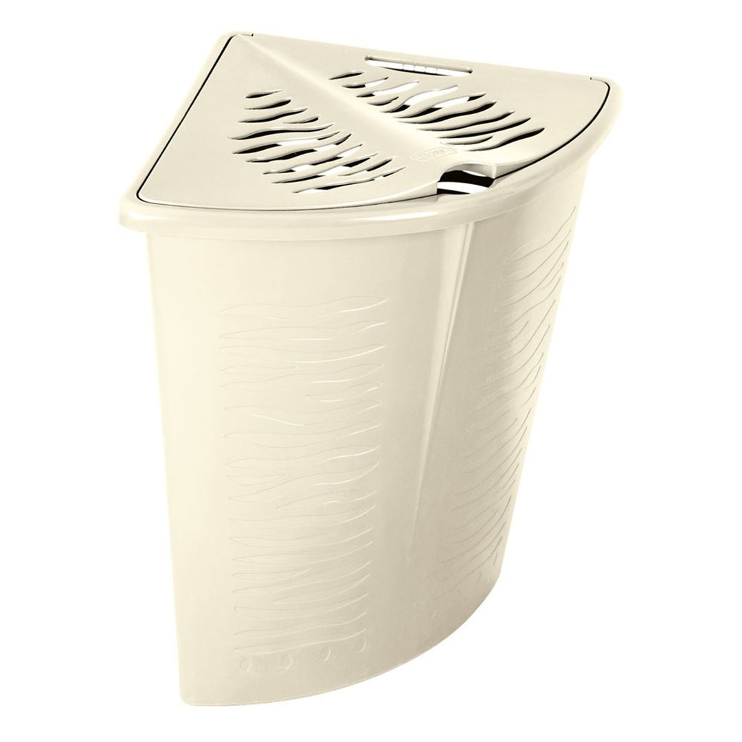 BranQ - Cesto de la ropa sucia de esquina 45L | beige cebra | cesto de la ropa sucia de esquina | plástico