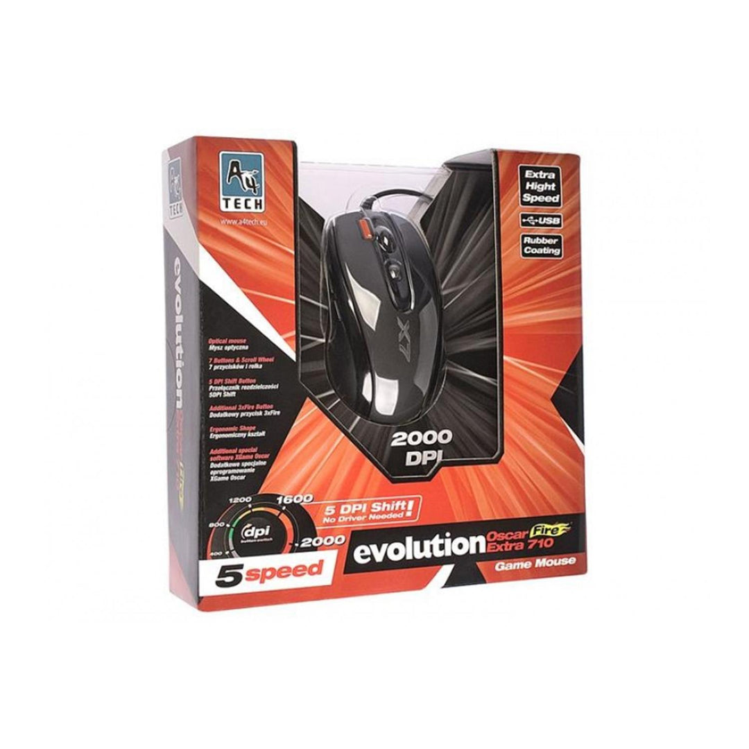 Ratón X710 XGame Extra Fire 2000DPI A4Tech Oscar negro