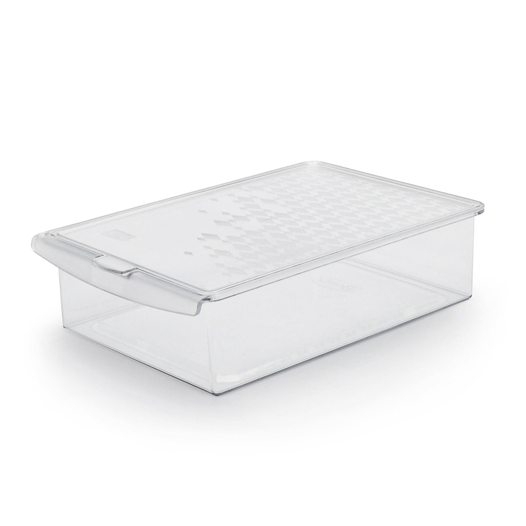 Recipiente para alimentos com tampa plástica para geladeira.