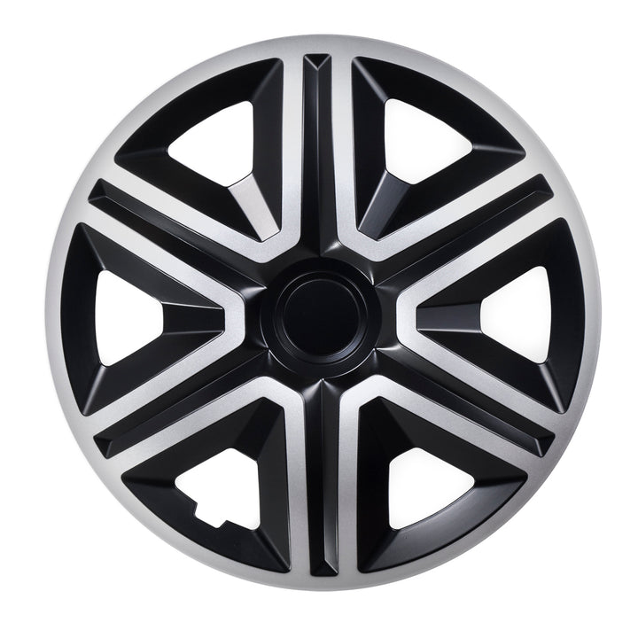 Tapacubos universales de 15" NRM ACTION doble color plata/negro 4 piezas