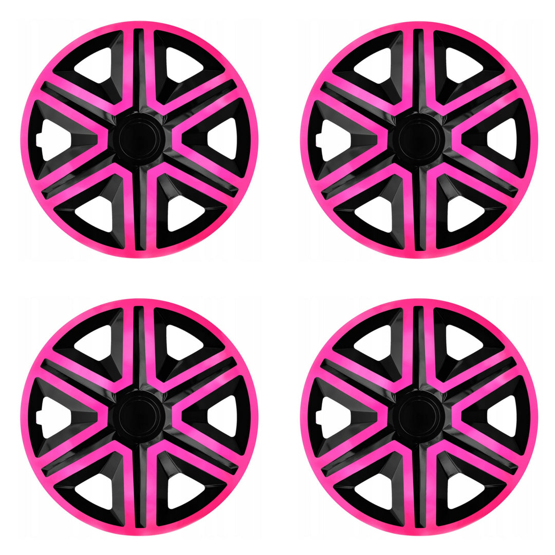 NRM ACTION Tapacubos universales 15" doble color rosa/negro 4 piezas