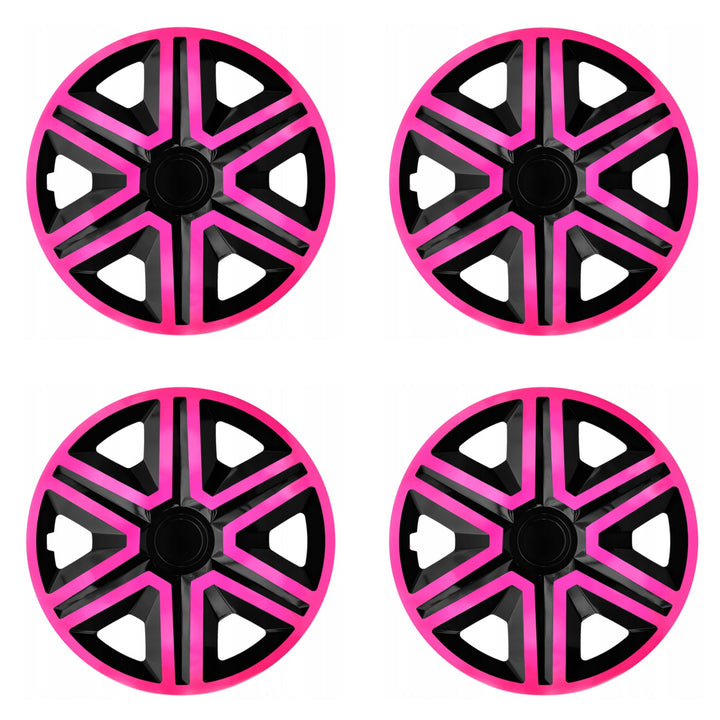 NRM ACTION Tapacubos universales 15" doble color rosa/negro 4 piezas