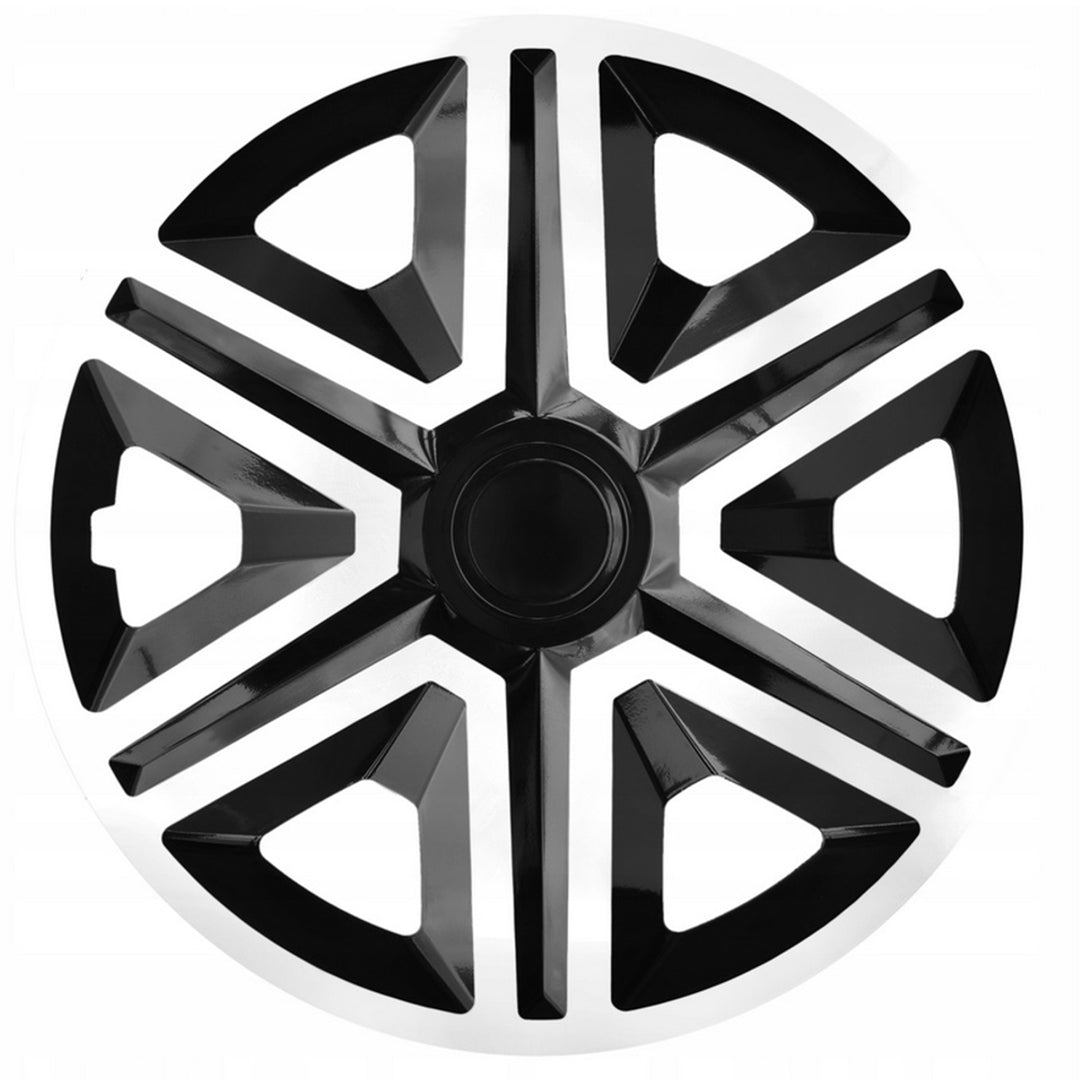 NRM ACTION Tapacubos universales 15" doble color blanco/negro 4 piezas