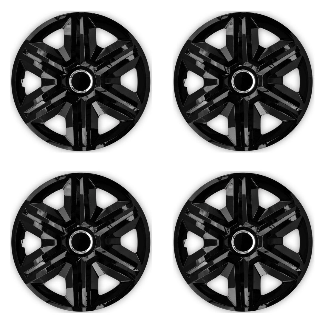 Tapacubos universales FAST negro 15 " 4 piezas hechas de plástico ABS NRM