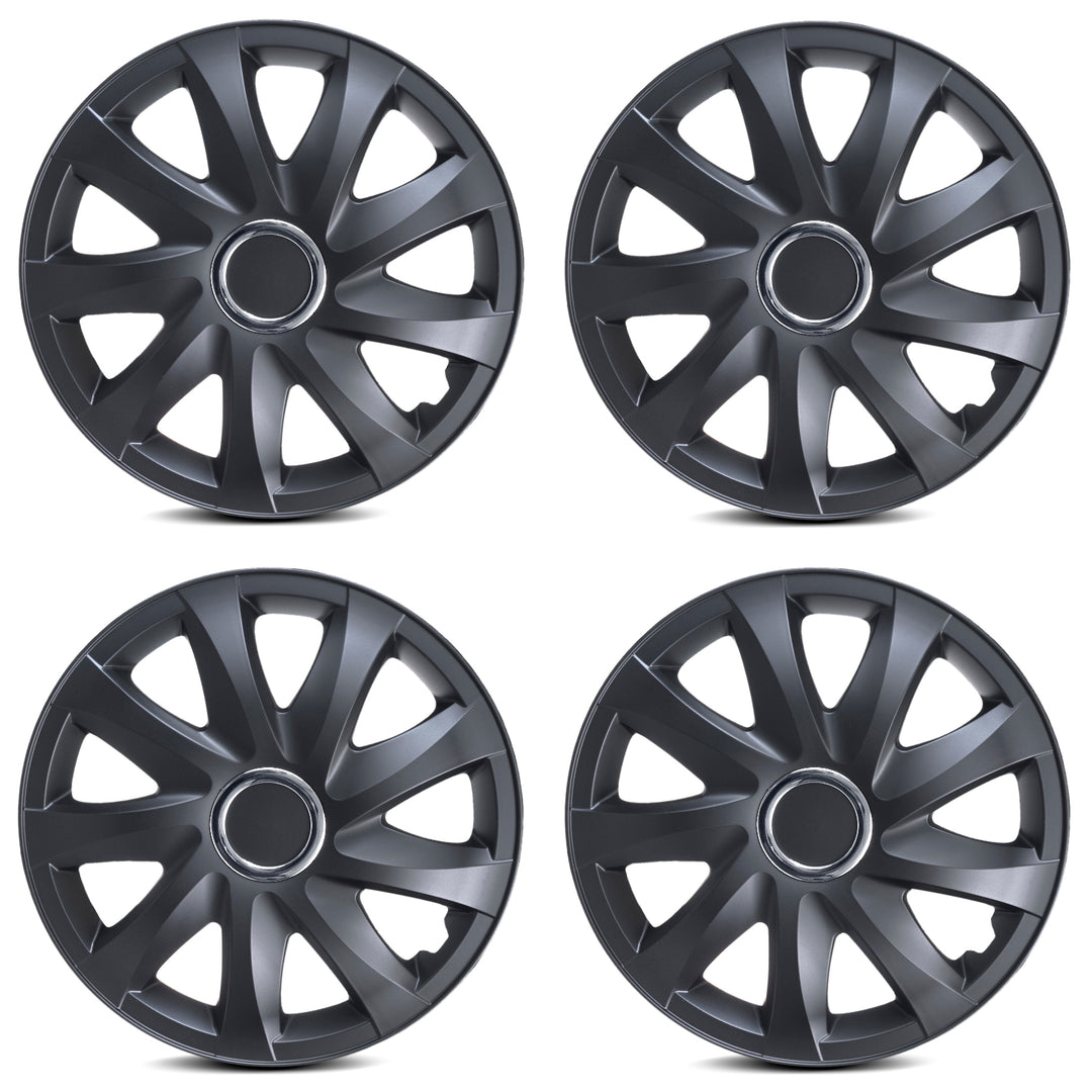 Tapacubos universales 16" NRM DRIFT negro mate 4 piezas