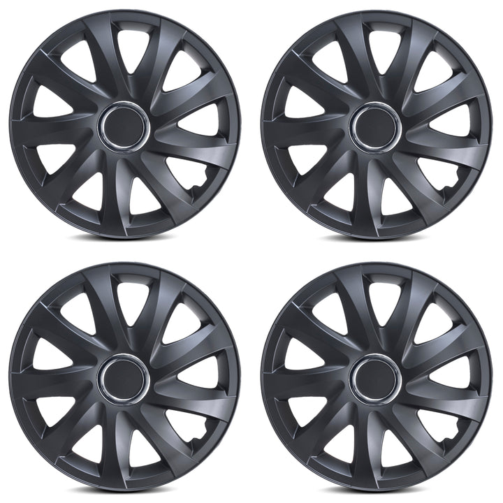 Tapacubos universales 16" NRM DRIFT negro mate 4 piezas