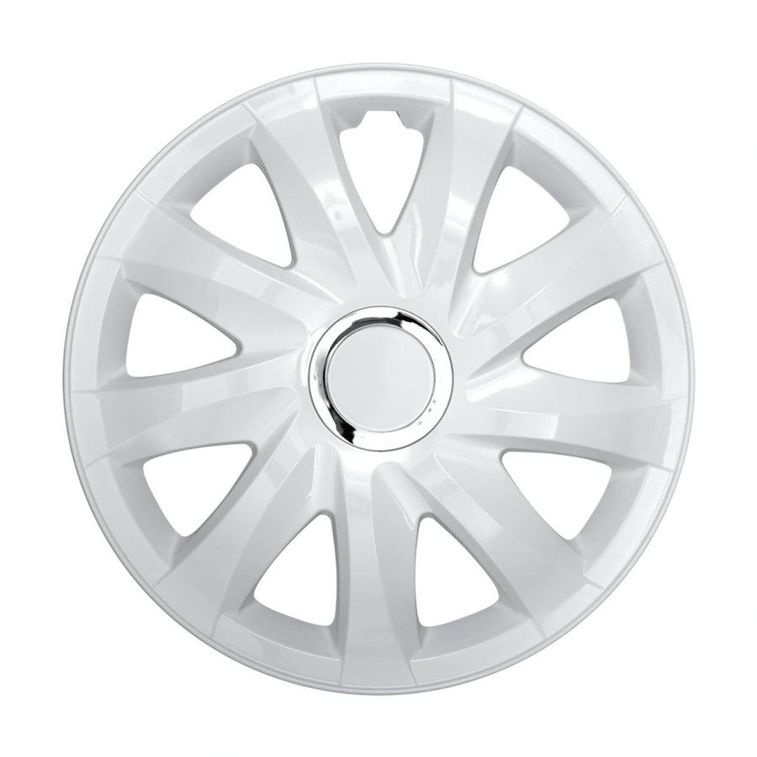 Tapacubos Drift 15 "lacado blanco 4 piezas Fácil instalación