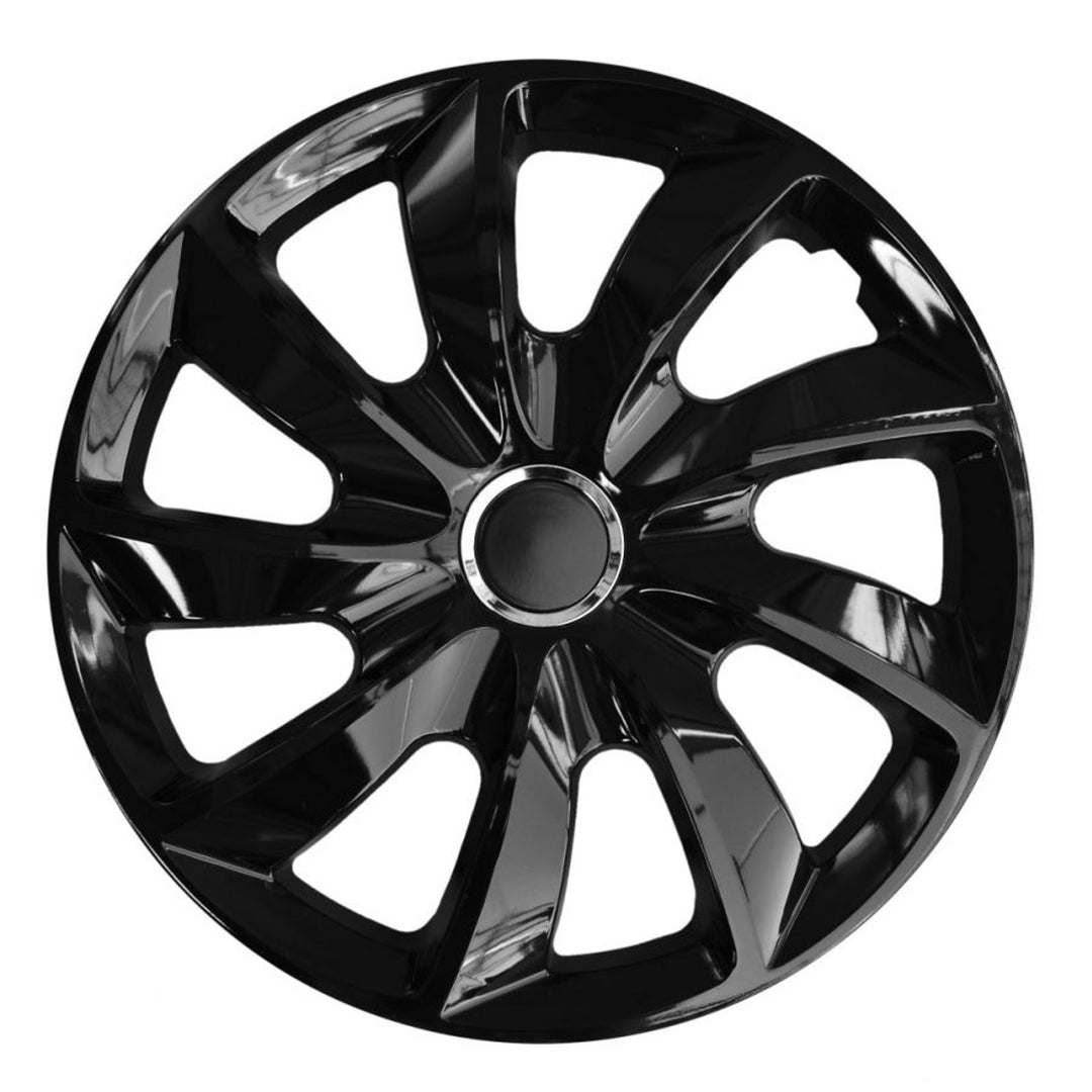 Tapacubos universales 16" NRM STIG lacado negro a presión 4 piezas
