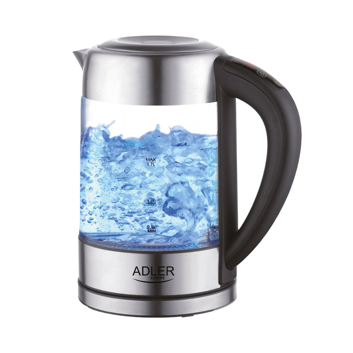 Hervidor de vidrio retroiluminado 1.7L con control de temperatura Adler AD 1247 NUEVO