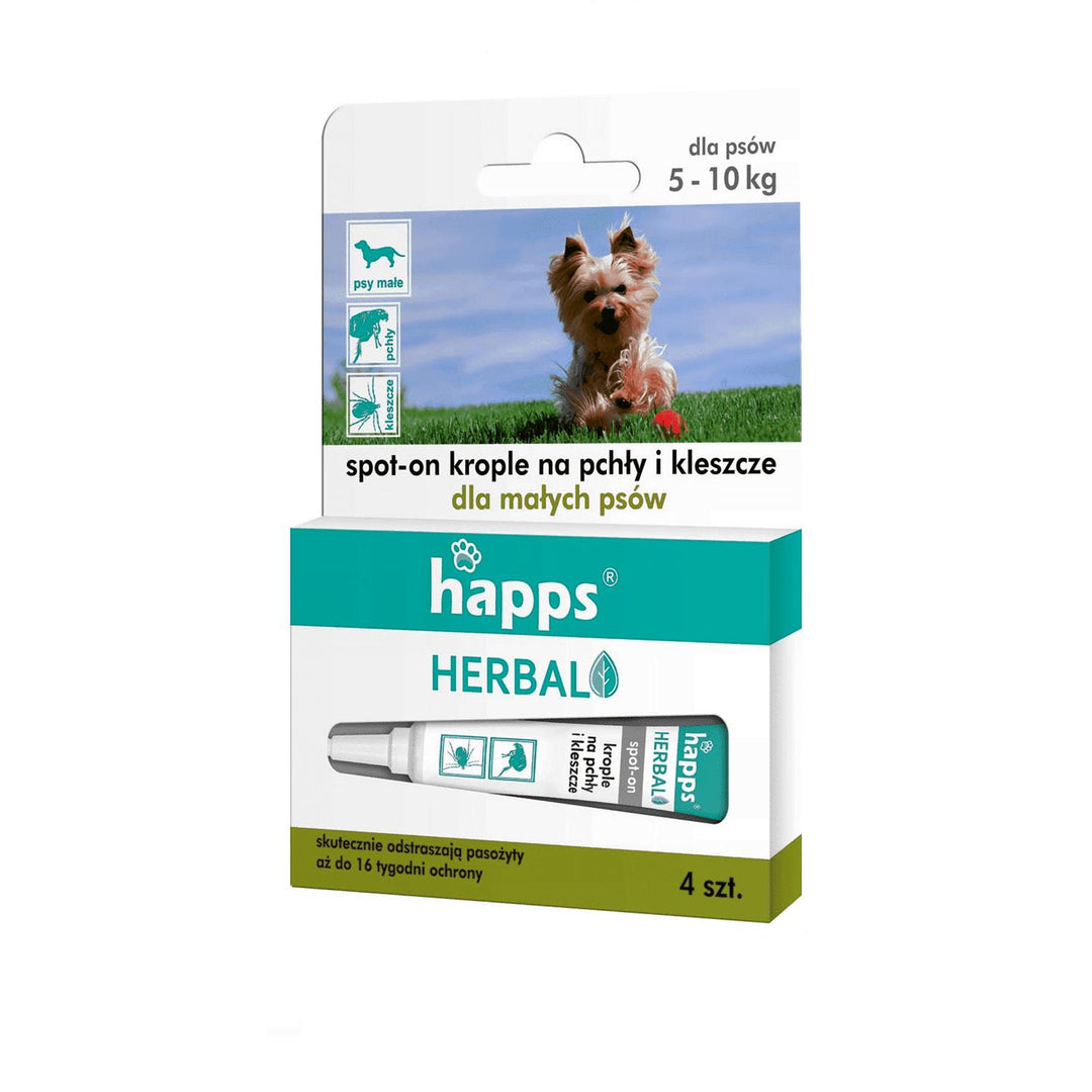 Gotas repelentes contra pulgas e carrapatos para cães pequenos 5-10 kg Happs Herbal