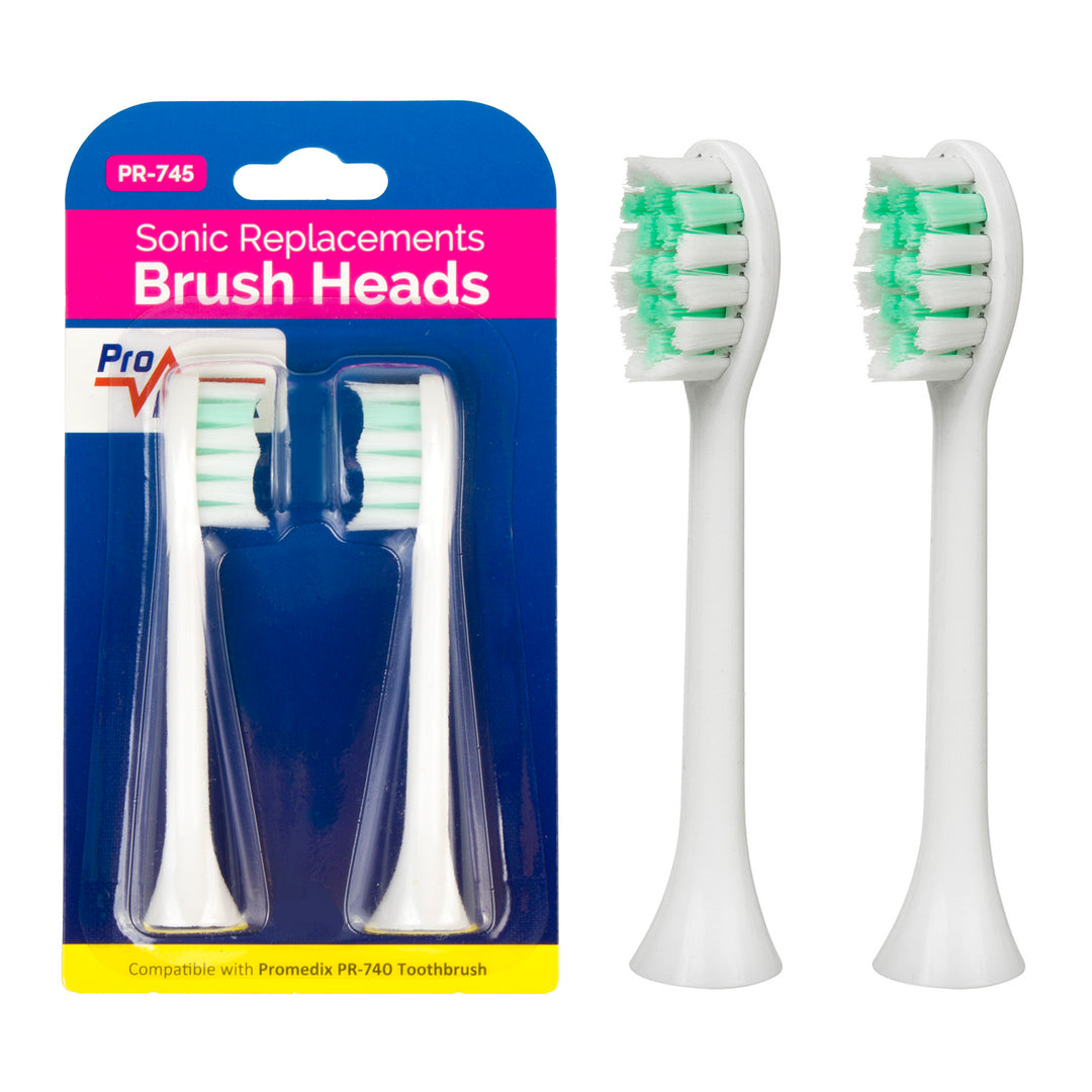 Conjunto de escovas de reposição para Promedix PR-740, cabeças de escova de dentes elétrica Sonic, 2 peças (2 escovas de reposição, brancas)