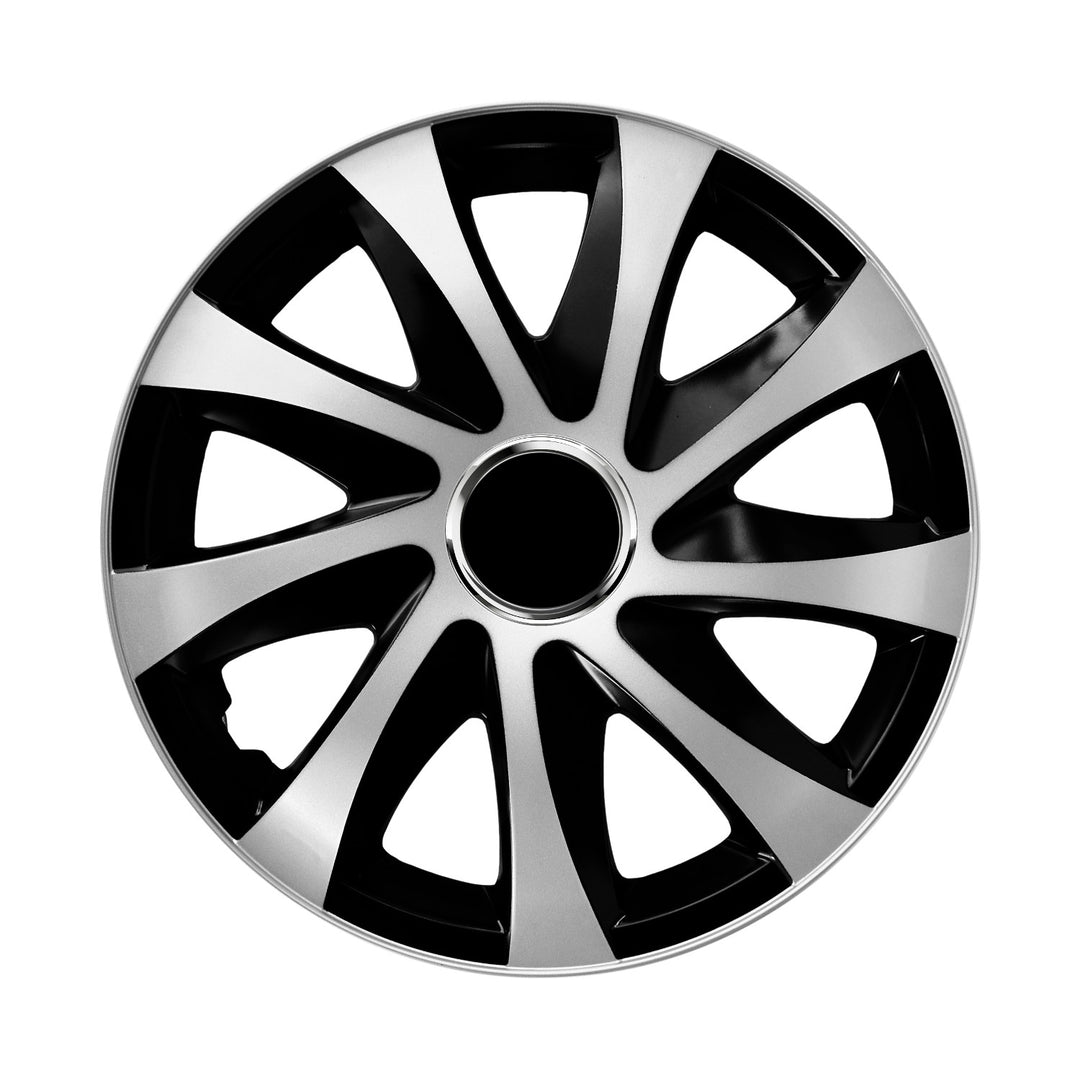 13" NRM EXTRA DRIFT SILVER BLACK tapacubos plateados y negros - 4 piezas