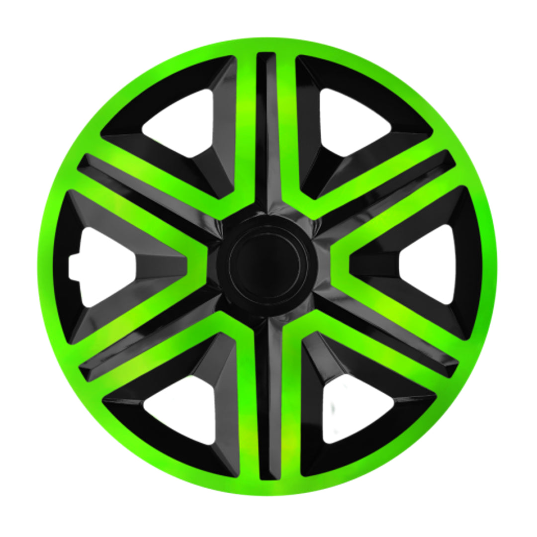 Tapacubos NRM ACTION DOBLECOLOR VERDE NEGRO 16 " - 4 piezas