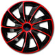Juego de tapacubos QUAD de 15 ", rojo y negro, 4 piezas para VW AUDI SEAT CITROEN OPEL NISSAN