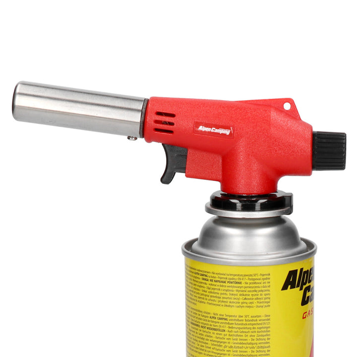 Temperatura da chama do queimador de cartucho 1350 graus Celsius, ignição piezoelétrica, regulação da chama Alpen Camping, VULCANO