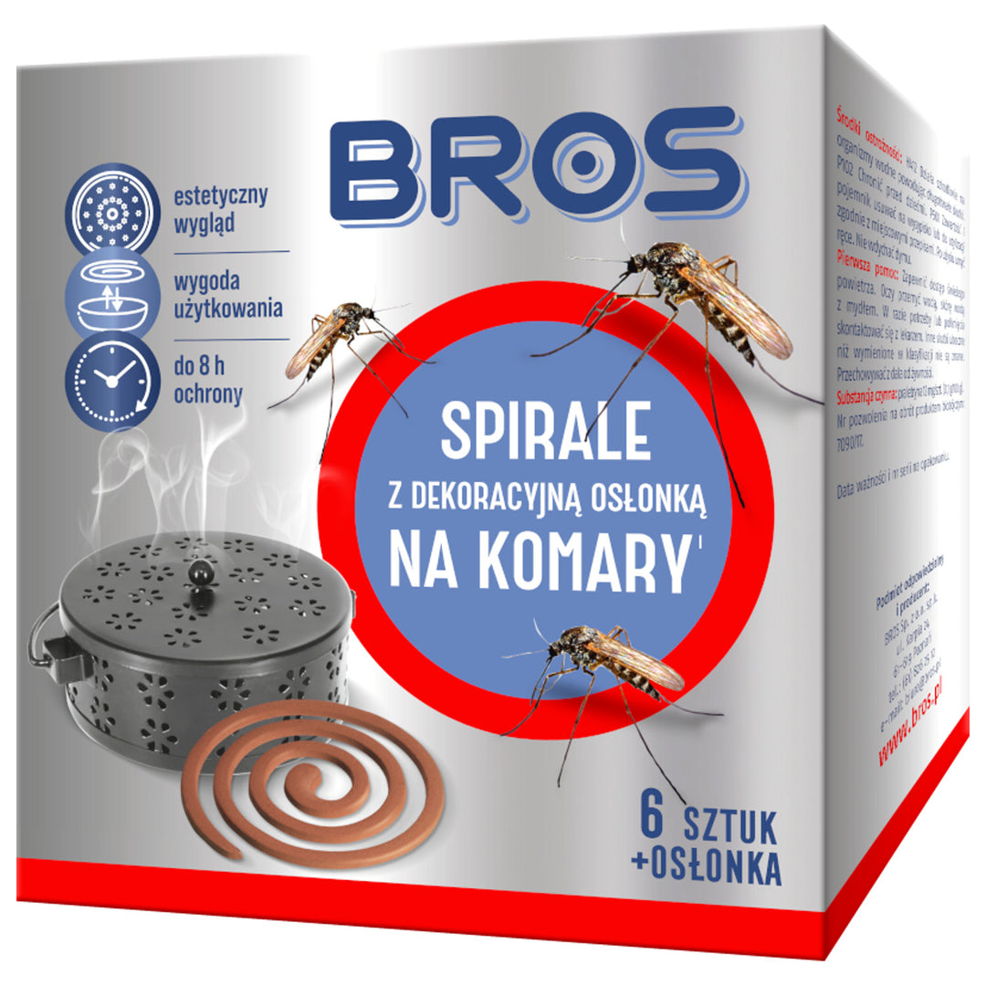 Um conjunto de 6 bobinas mosquiteiras com capa de aço Bros para até 8 horas de proteção.