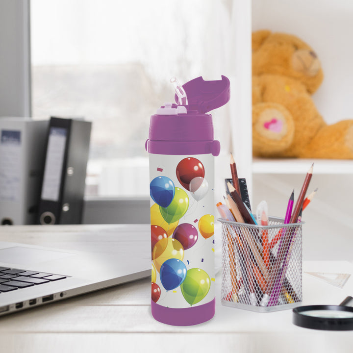 Taza térmica para niños de acero inoxidable de alta calidad con aislamiento al vacío (500 ml, rosa)