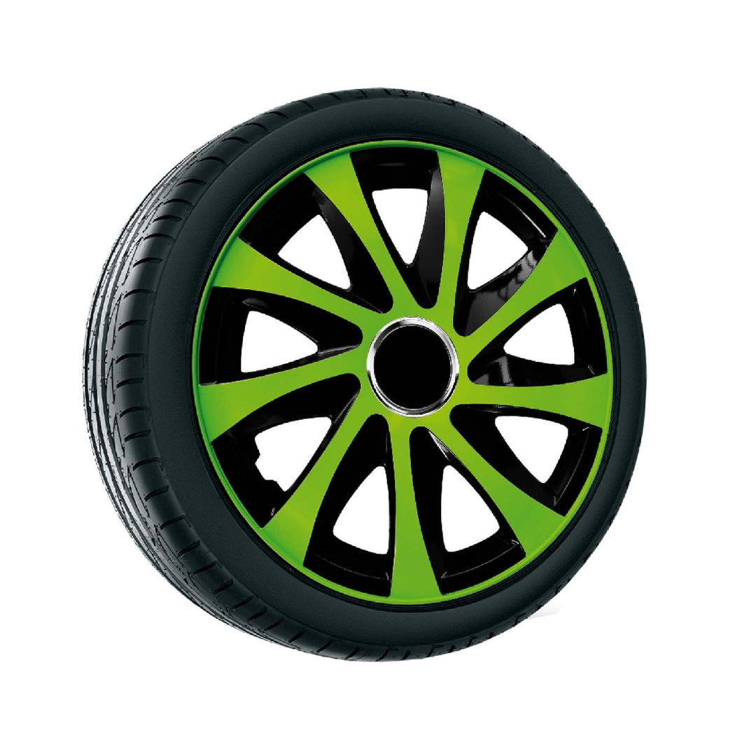Tapacubos universales 13" Drift Extra verde/negro 4 piezas