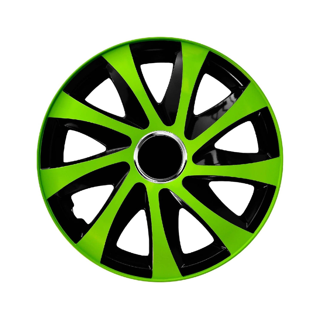 Tapacubos universales 14" Drift Extra verde/negro 4 piezas
