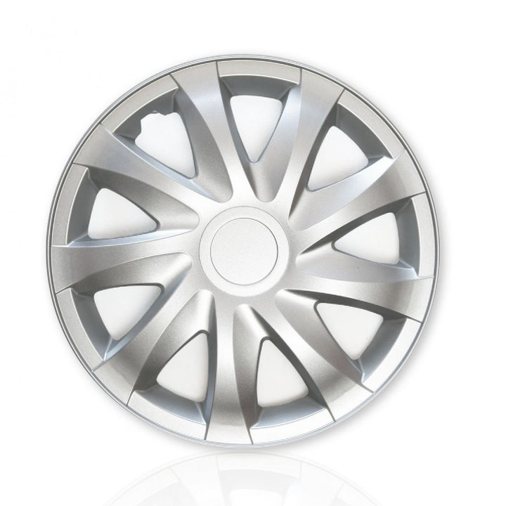 Tapacubos universales 14" Draco plata a presión juego de 4 piezas