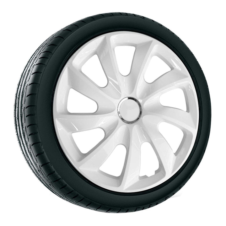NRM Stig 16” Tapacubos Cubiertas de rueda Cubiertas de rueda - Juego completo de 4 piezas - Blanco - 16" pulgadas