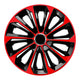 NRM Extra Strong 15” Tapacubos Cubiertas de rueda Cubiertas de rueda - Juego completo de 4 piezas - Negro/Rojo - 15" pulgadas