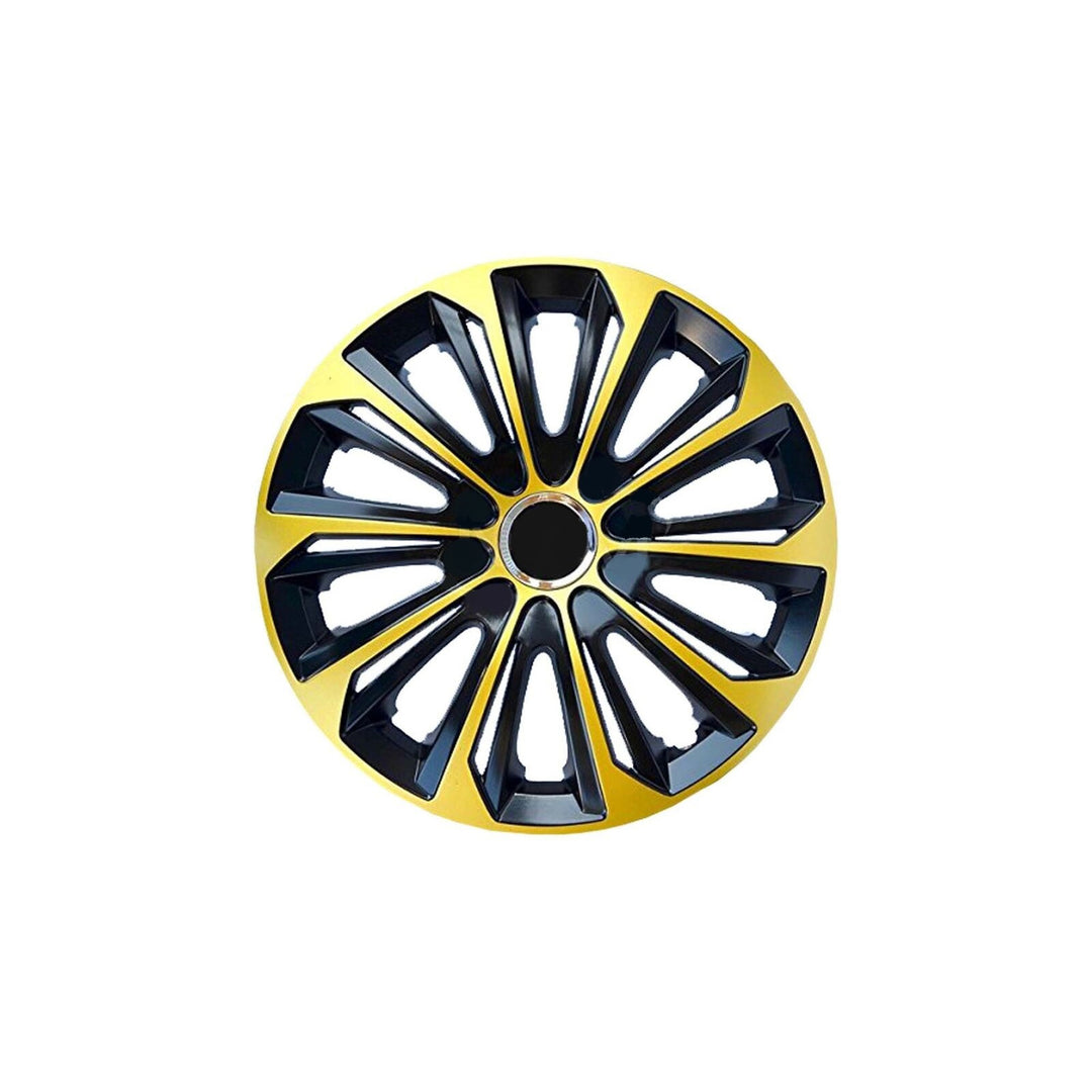 NRM Extra Strong 15” Tapacubos Cubiertas de rueda Cubiertas de rueda - Juego completo de 4 piezas - Negro/Dorado - 15" pulgadas