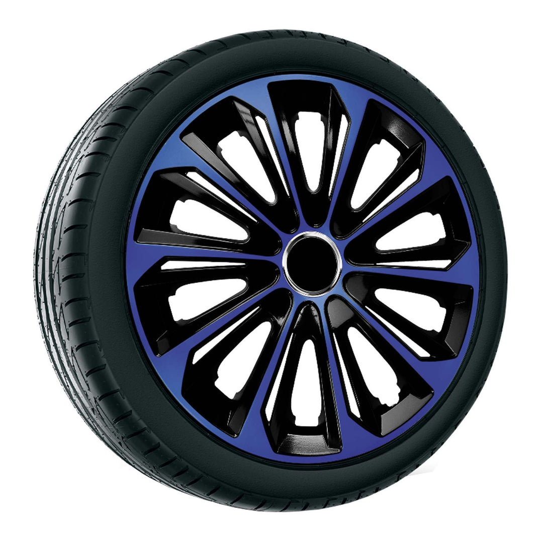 NRM Extra Strong 15” Tapacubos Cubiertas de rueda Cubiertas de rueda - Juego completo de 4 piezas - Azul/Negro - 15" pulgadas