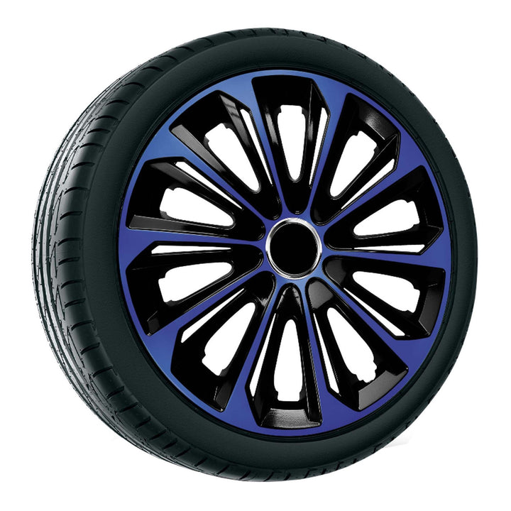 NRM Extra Strong 15” Tapacubos Cubiertas de rueda Cubiertas de rueda - Juego completo de 4 piezas - Azul/Negro - 15" pulgadas