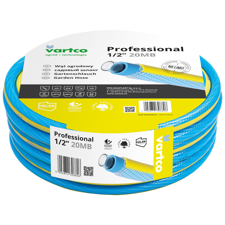 Agaplast Manguera de agua de 4 capas, Manguera de jardín Anti Twist, Manguera de riego flexible Tricot Braid resistente a los rayos UV 25 Bar 1/2" 20m