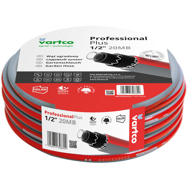 Mangueira de jardim flexível, resistente aos raios UV, 30 bar, 1/2" e 20 m, com 6 camadas de mangueira de água anti-torção