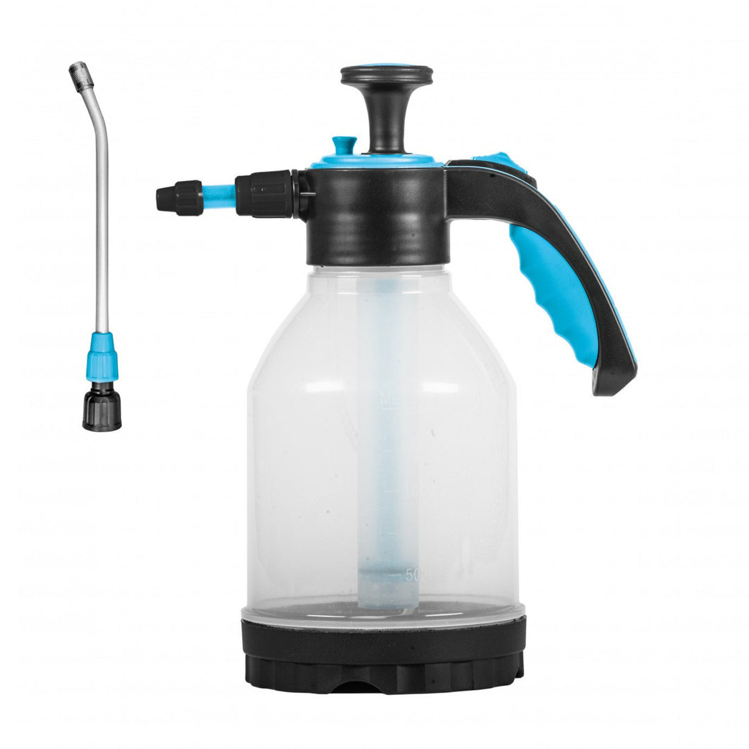 Pulverizador a presión 1,5L Pulverizador de jardín Lanza de aluminio Mango ergonómico Depósito transparente Pulverizador de plantas Pulverizador a presión Pulverizador de flores