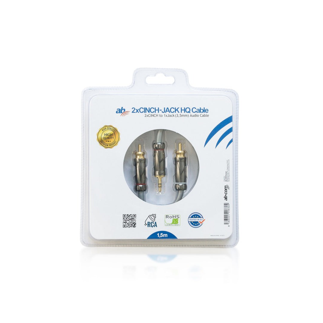 Cable de conexión AB HQ Jack 3,5 mm - 2x RCA CINCH 1,5m - alto rendimiento