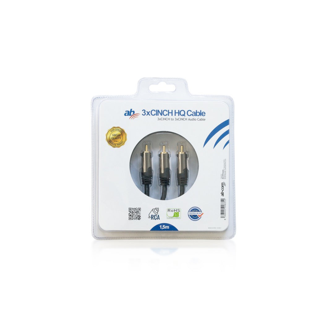 CINCH 3x RCA - 3x RCA 1.5m AB-COM HQ cable de alta calidad