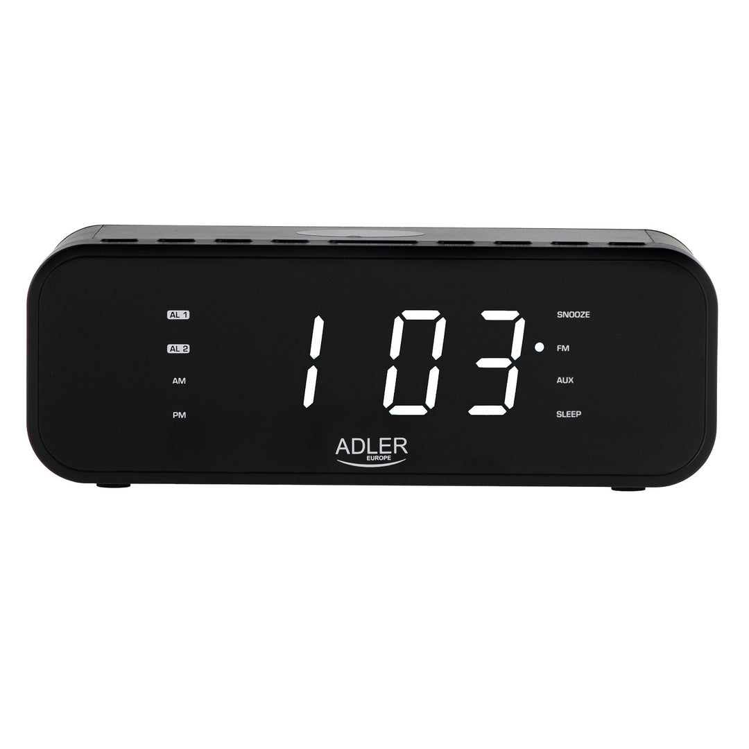 Rádio-despertador FM Adler AD 1192B com carregador sem fios e Bluetooth
