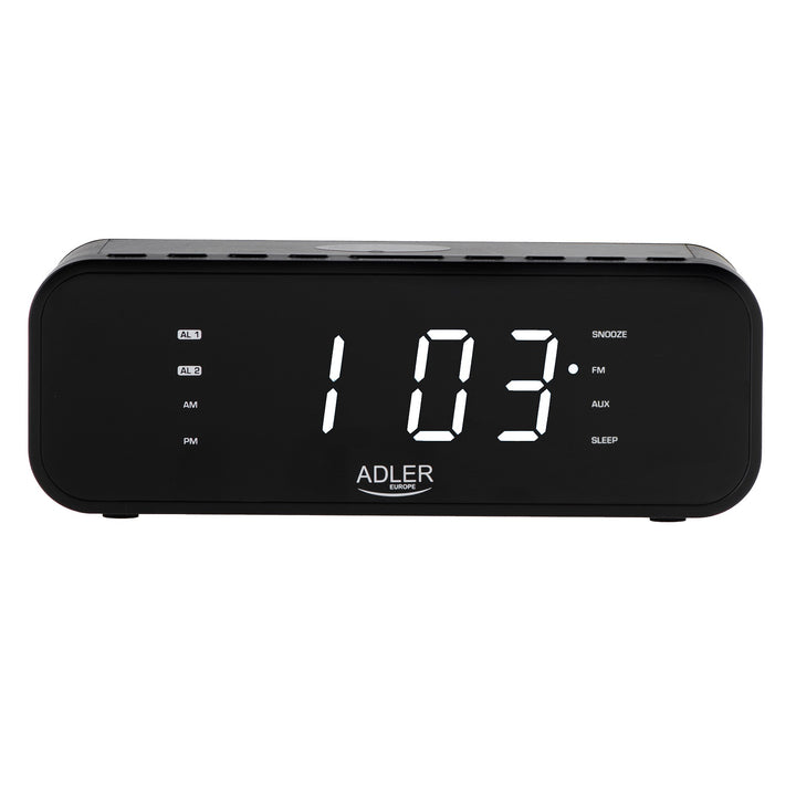Rádio-despertador FM Adler AD 1192B com carregador sem fios e Bluetooth