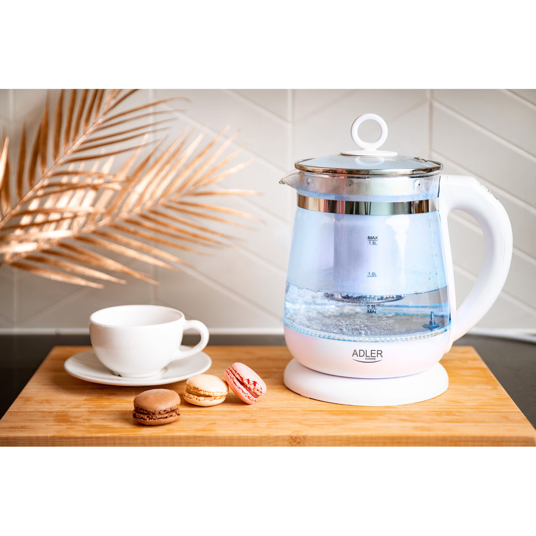 Hervidor de vidrio de 1,5 L con cafetera y control de temperatura Adler AD 1299