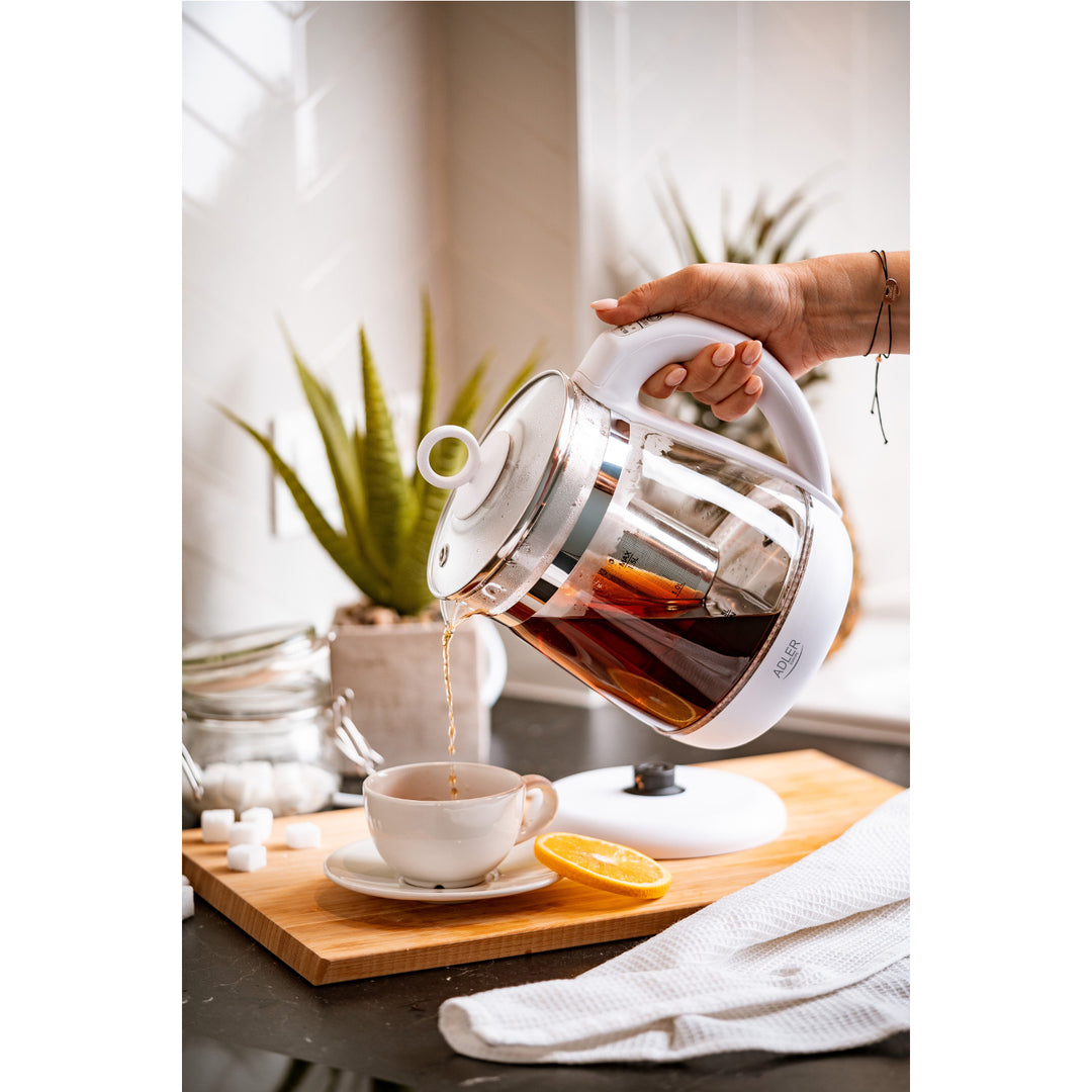 Hervidor de vidrio de 1,5 L con cafetera y control de temperatura Adler AD 1299
