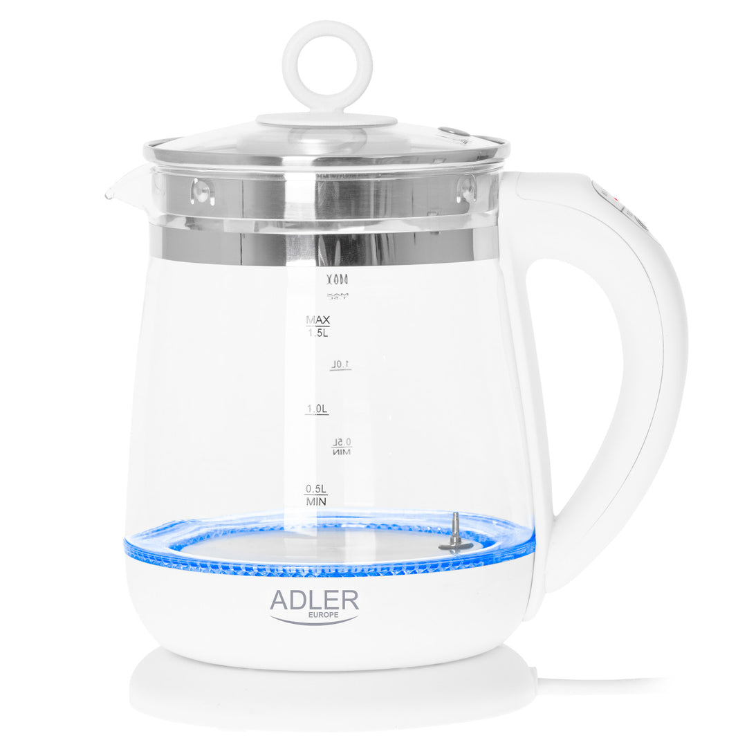 Hervidor de vidrio de 1,5 L con cafetera y control de temperatura Adler AD 1299