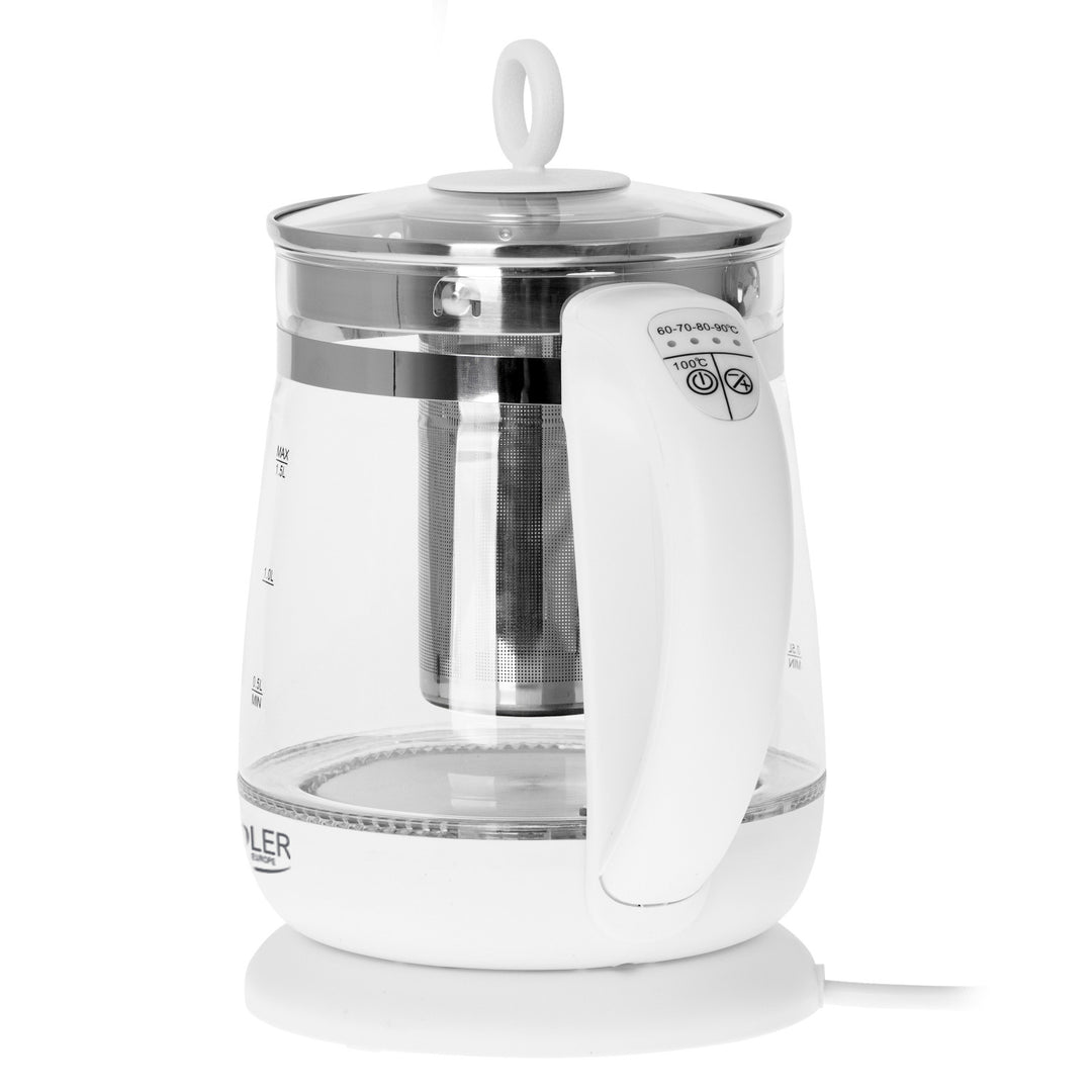 Hervidor de vidrio de 1,5 L con cafetera y control de temperatura Adler AD 1299