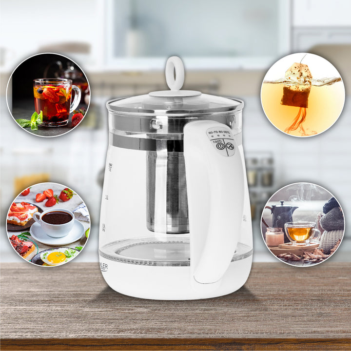 Hervidor de vidrio de 1,5 L con cafetera y control de temperatura Adler AD 1299