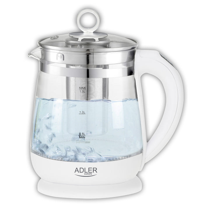 Hervidor de vidrio de 1,5 L con cafetera y control de temperatura Adler AD 1299