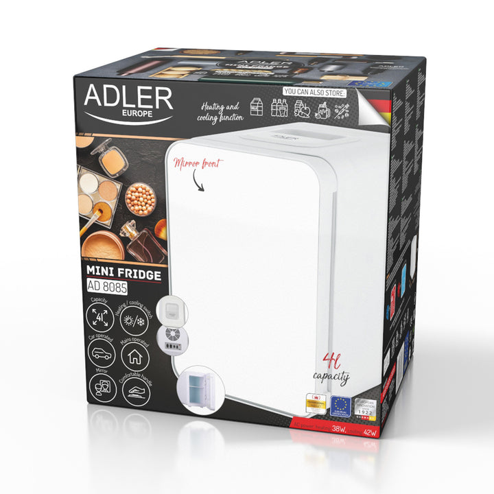 Minigeladeira portátil com espelho 4L Adler AD 8085 - esfria e aquece