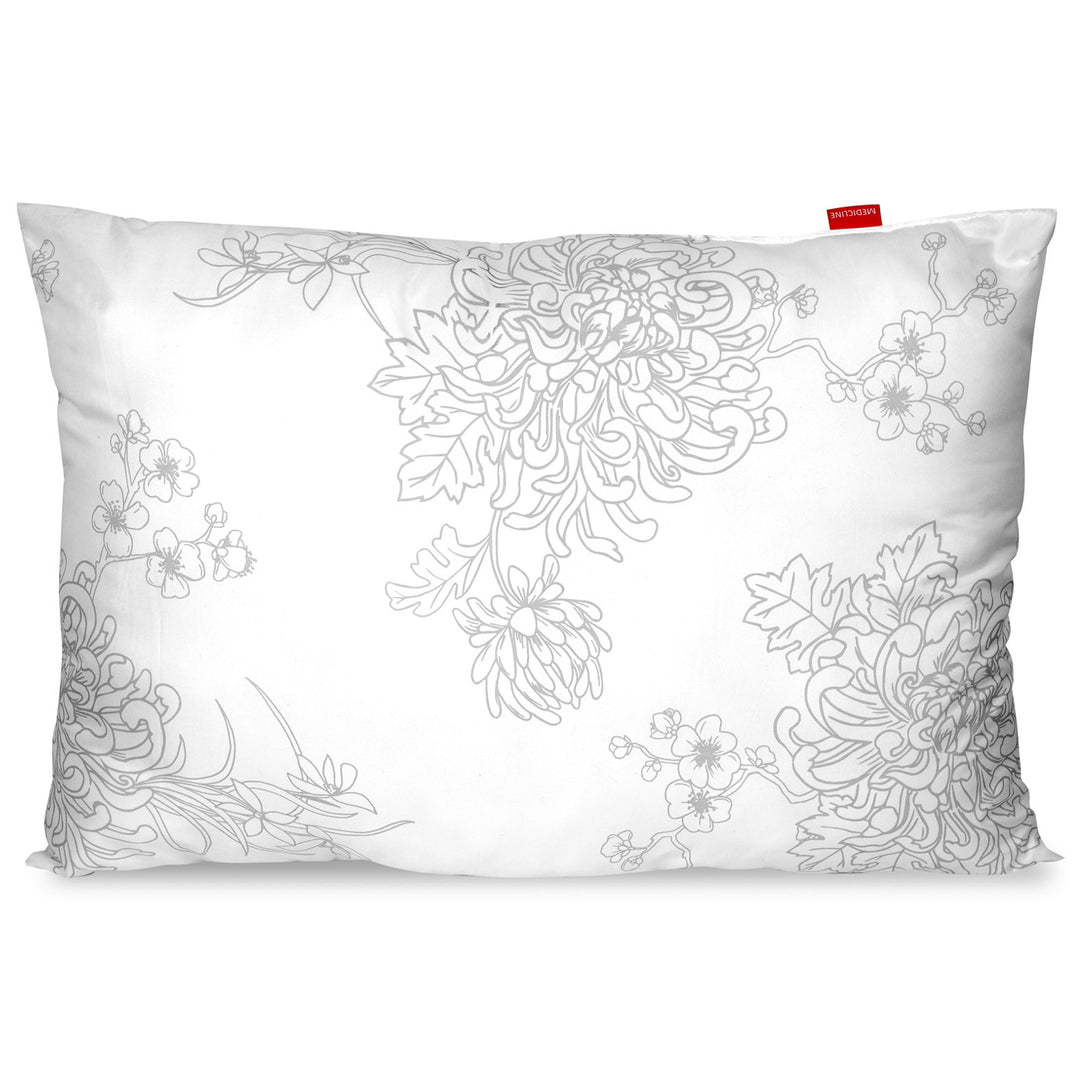 Almofada de microfibra Medicline Peso de enchimento de silicone: 60-80 g/m2 Hipoalergênico Lavável até 30 graus (80 x 80 cm, estampa de flores)
