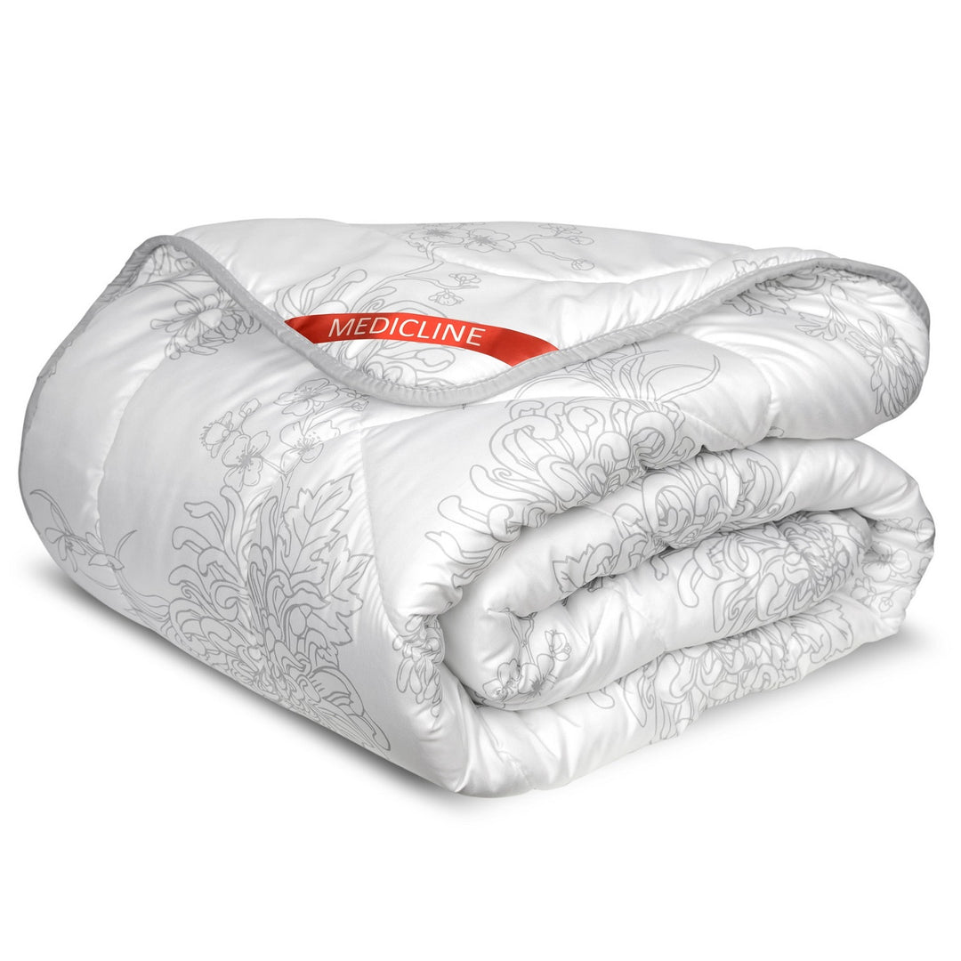 Medicline Duvet 4 Seasons Sleeping Quilt Material de microfibra com fio de acolchoado Enchimento de silicone 200g/m2 Hipoalergênico Lavável até 30 graus (estampa de flor, 200 x 220 cm)
