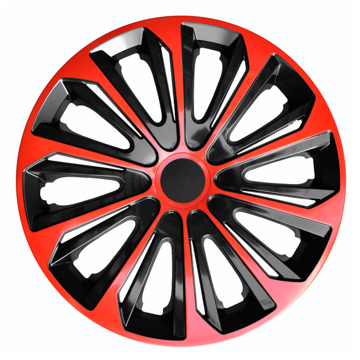 NRM STRONG DUO Tapacubos para Llantas de Acero Embellecedores de Rueda de Dos Tonos Juego de 4 para Vehículo KFZ Plástico ABS (Rojo/Negro 16")