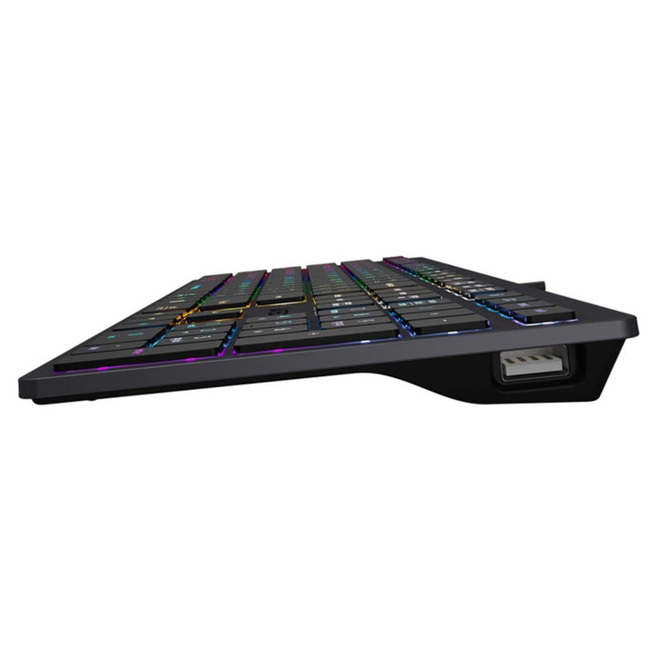 A4Tech FX60H Teclado QWERTY para Juegos 12 Teclas de Navegación Multimedia 2x Puertos USB Plug & Play Puerto USB con Cable 1,5 m de Longitud (Retroiluminación de Neón)